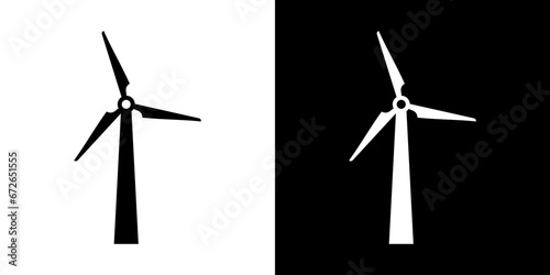 Illustration with black wind mill. Clean energy. Green energy. photo