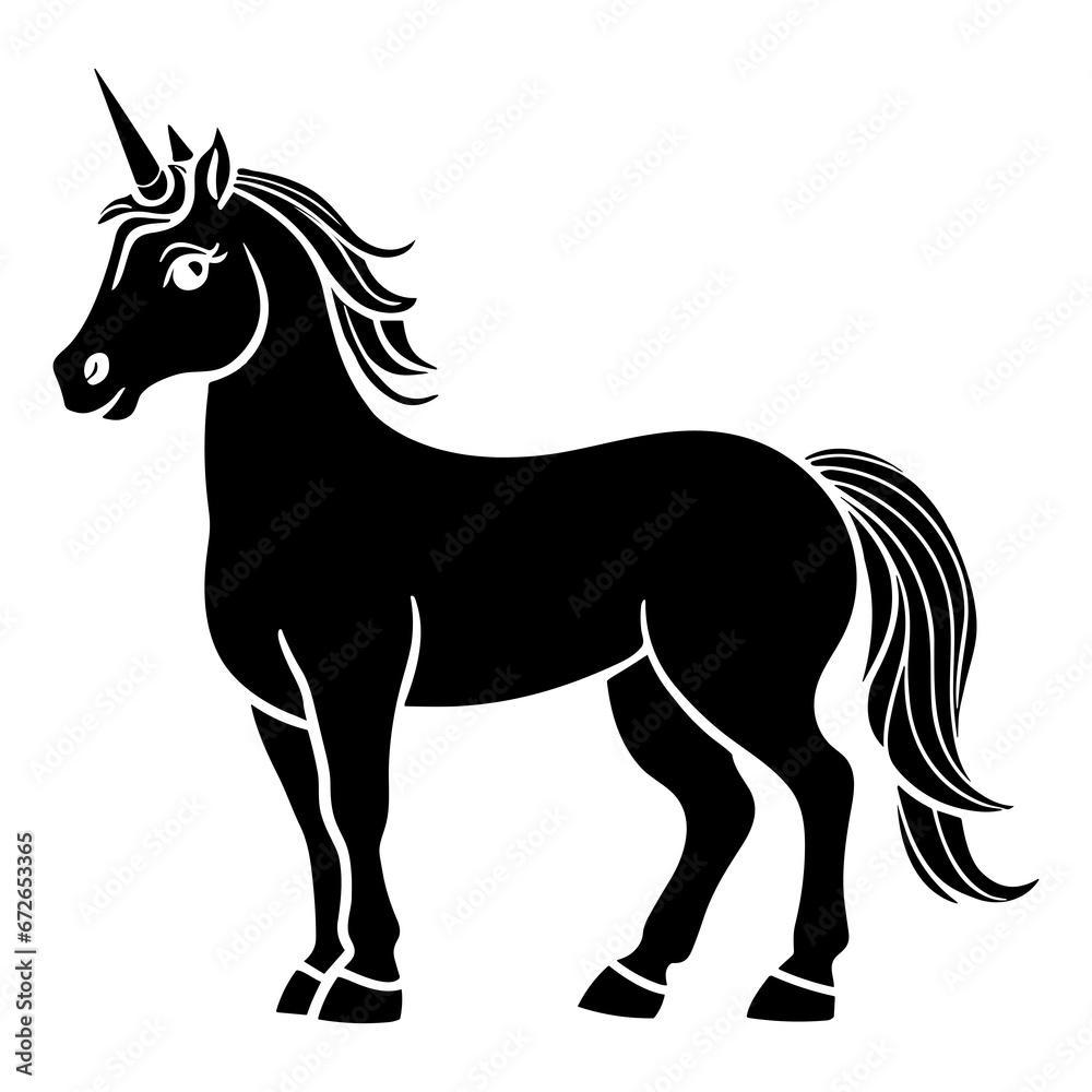 Obraz premium Silhouette of unicorn horse