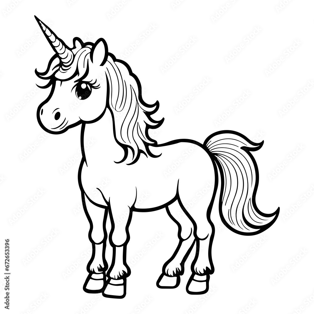 Outline unicorn coloring page for kids