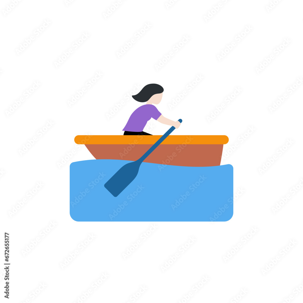 Woman Rowing Boat: Light Skin Tone
