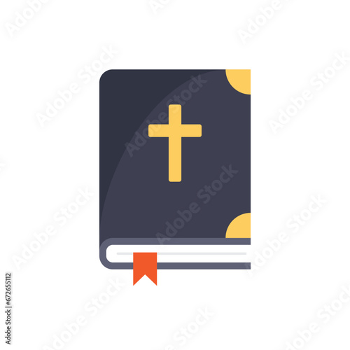 Holy bible icon in flat style. Christianity book vector illustration on isolated background. Religion sign business concept.