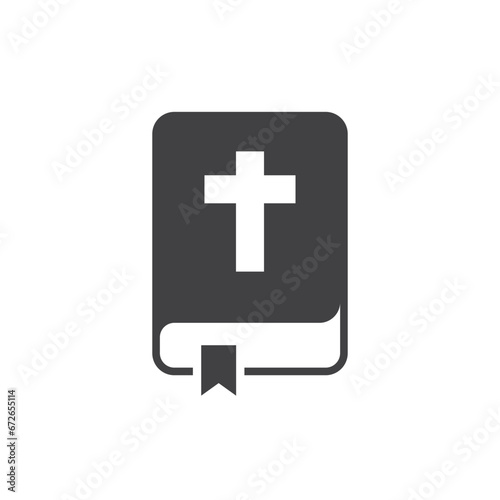 Holy bible icon in flat style. Christianity book vector illustration on isolated background. Religion sign business concept.