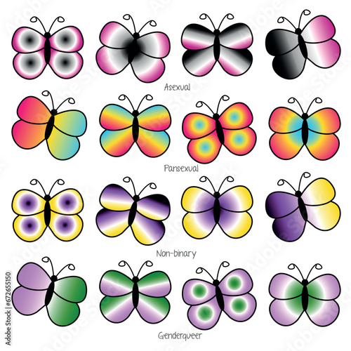 Pride asexual, pansexual,  non-binary, genderqueer buttefly photo