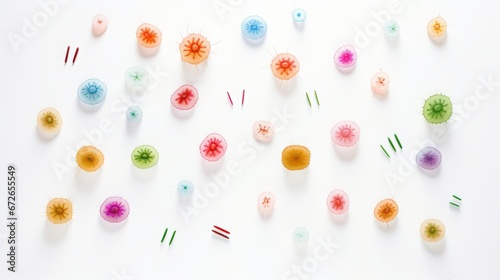 bacteria and germs on white background.