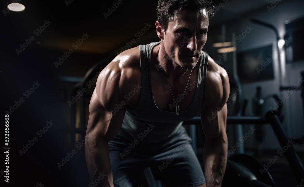 healthy and muscular sportsperson working out at gym healthy and muscular sportsperson working out at gym