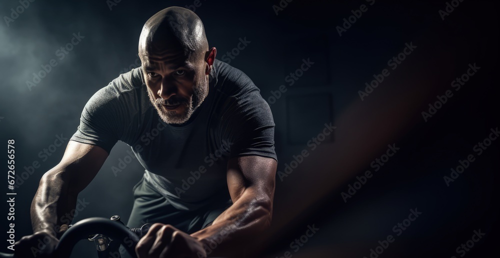 healthy and muscular sportsperson working out at gym - obrazy, fototapety, plakaty 