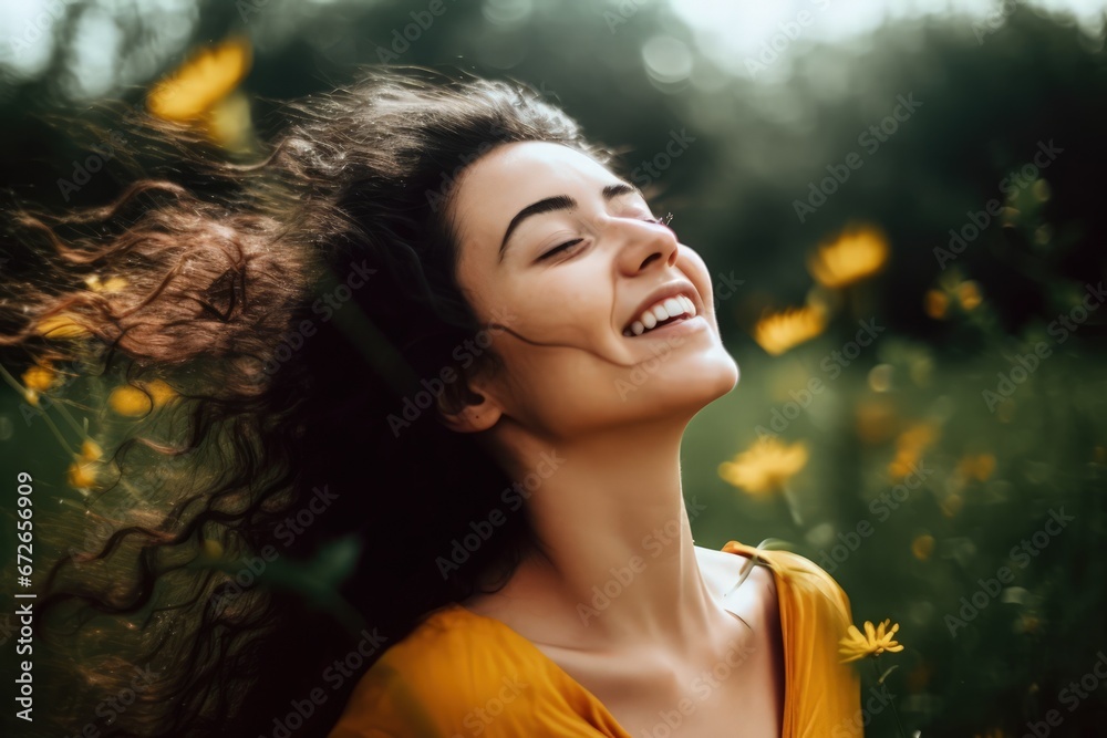 joyful and smiling woman on a outdoor adventure joyful and smiling woman on a outdoor adventure