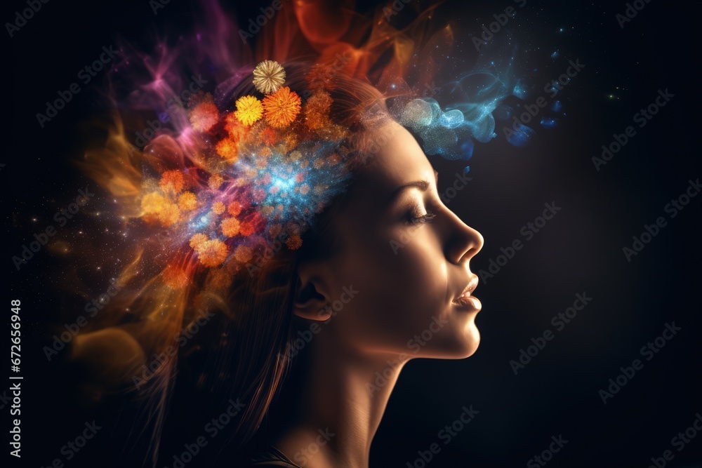 positive and calm woman thinking creative ideas