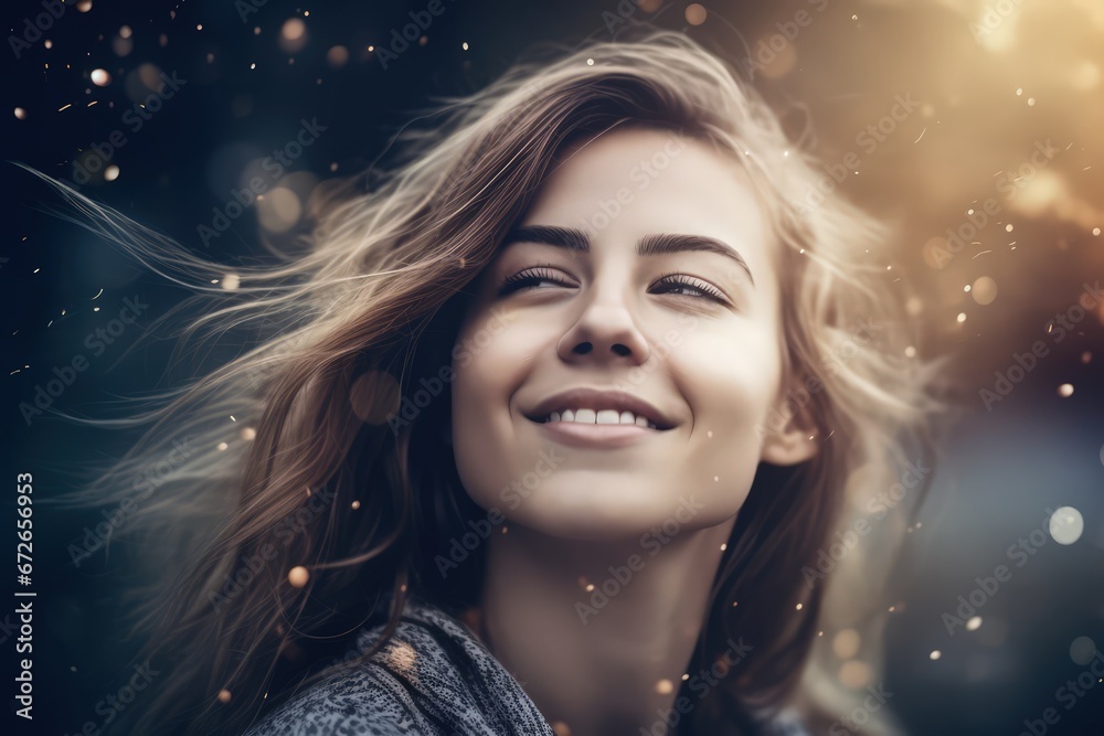 portrait of peaceful woman enjoying outdoor journey portrait of peaceful woman enjoying outdoor journey