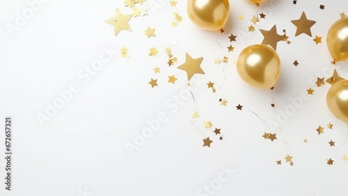 decorative golden balloons and confetti for a memorable event