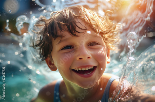 kid splashing around at the water park © Kien