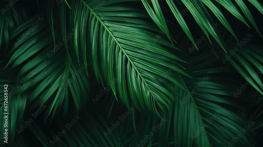 tropical palm leaf and shadow, abstract natural green background
