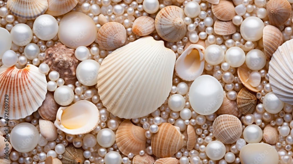 seashells with pearls background. seashells with pearls background.