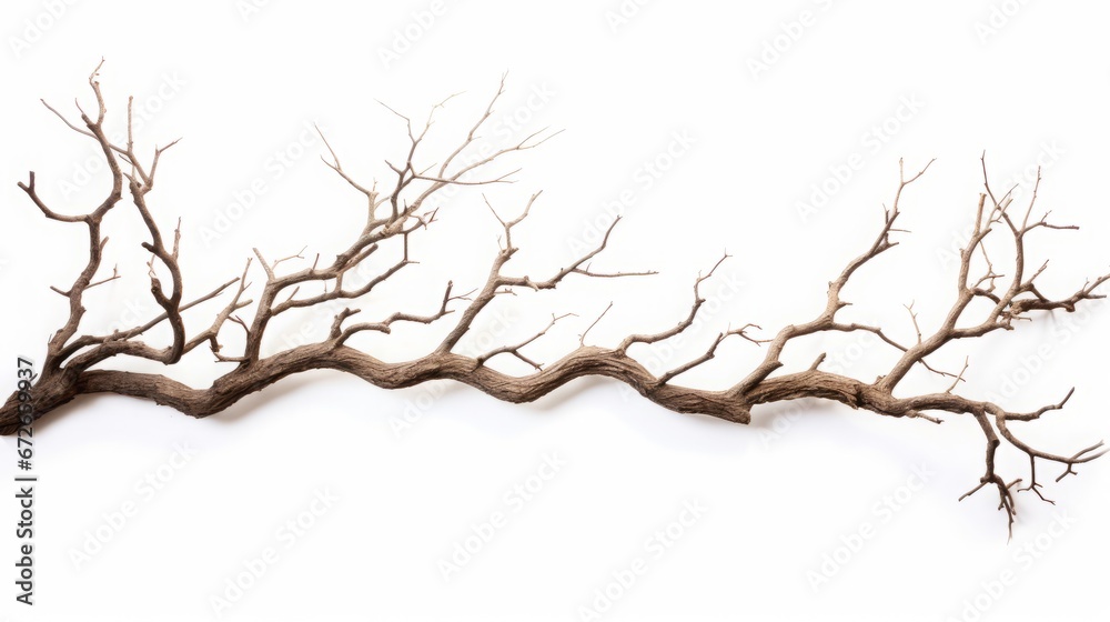 Obraz premium dry tree branch on a white background.
