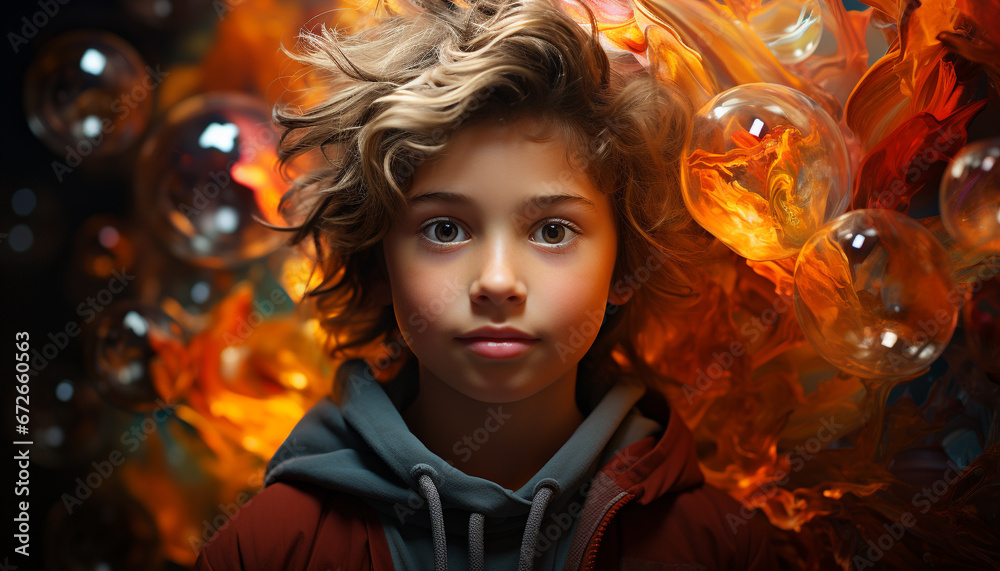 Cute child portrait, smiling, looking at camera, cheerful, joyful generated by AI Cute child portrait, smiling, looking at camera, cheerful, joyful generated by AI