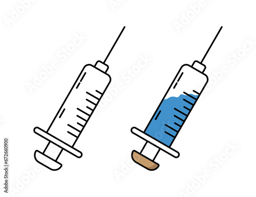 Syringe icon vector illustration. Doctors often use syringes to prevent and treat malignant diseases.