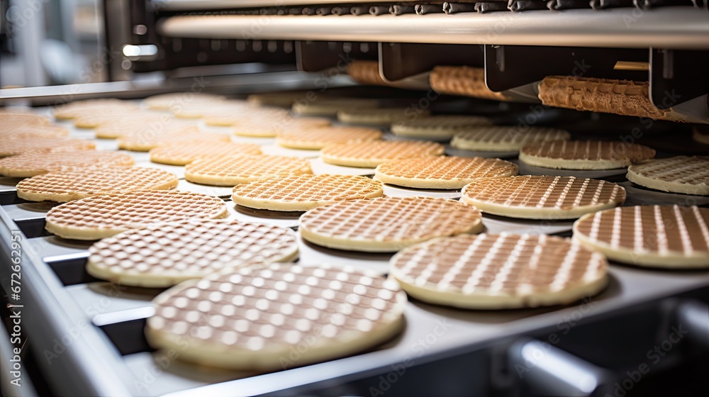 identical wafer biscuits being manufactured.
identical wafer biscuits being manufactured.