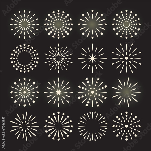 Retro circles with radiant ornament fireworks celebration decoration new year christmas illustration