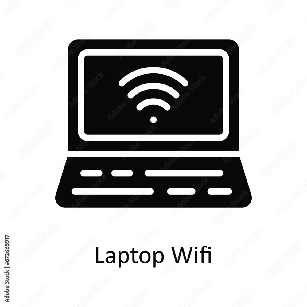 Laptop Wifi vector Solid Design illustration. Symbol on White background EPS 10 File Laptop Wifi vector Solid Design illustration. Symbol on White background EPS 10 File