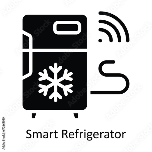Smart Refrigerator vector Solid Design illustration. Symbol on White background EPS 10 File