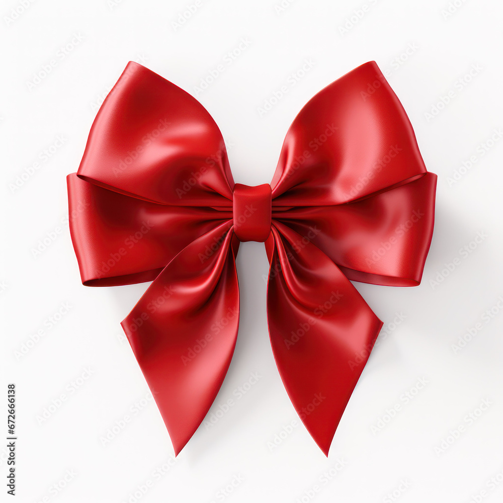 Single Red Ribbon Bow on Clean White Background Single Red Ribbon Bow on Clean White Background