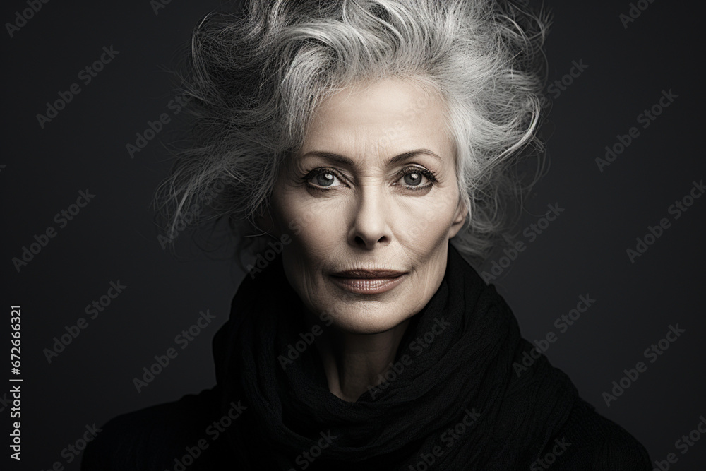 Portrait of Mature Woman, Black and White