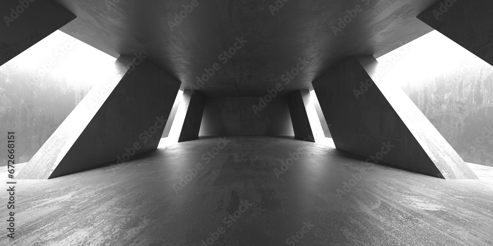 Fototapeta premium Abstract interior design concrete room. Architectural background