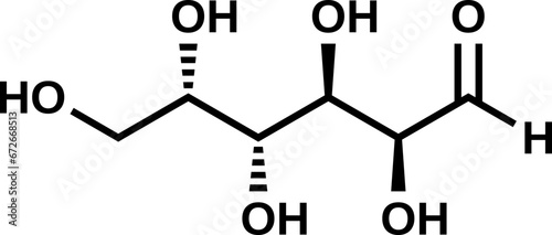 Aldehydo-L-galactose structural formula, open-chain form of galactose in L-configuration, vector illustration