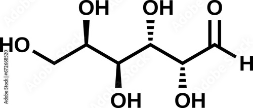 Aldehydo-D-galactose structural formula, open-chain form of galactose in D-configuration, vector illustration