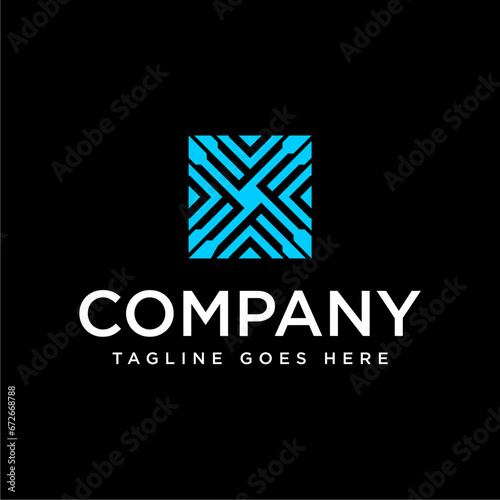 tech chip electrical circuit digital logo vector icon