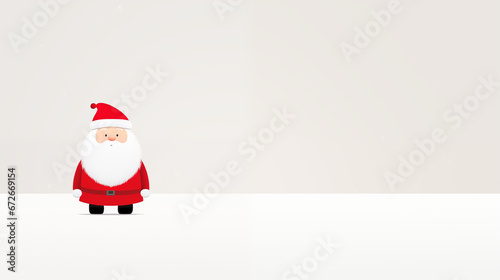 Ilustrowany Święty Mikołaj origami - mikołajki. Białe  minimalistyczne tło na baner lub życzenia świąteczne.
