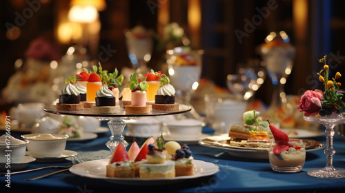 Luxury food service appetizers and desserts served