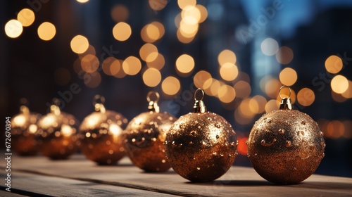 golden christmas ball with blur background