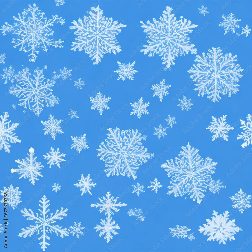 Frosty Greetings: Vector Illustration of Blue Christmas Card with Delicate White Snowflakes