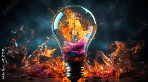 creative light bulb with colorful painting colors