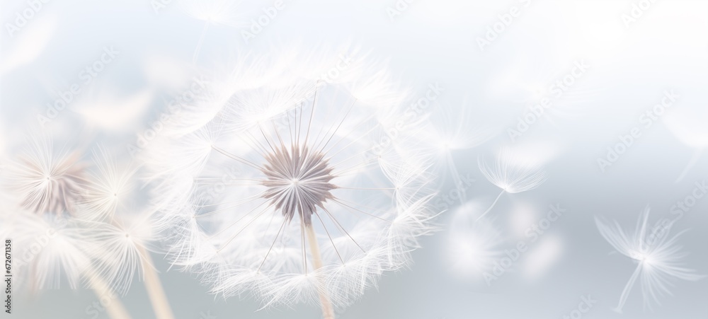 dandelion on a white background, condolence, grieving card, loss, funerals, support - obrazy, fototapety, plakaty 