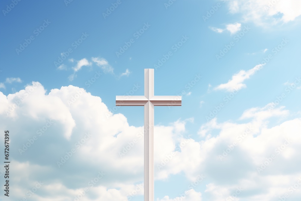 sky funeral background with holy cross, copy space for text