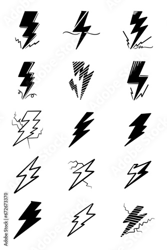 hand drawn doodle thunder bolt illustration vector isolated background