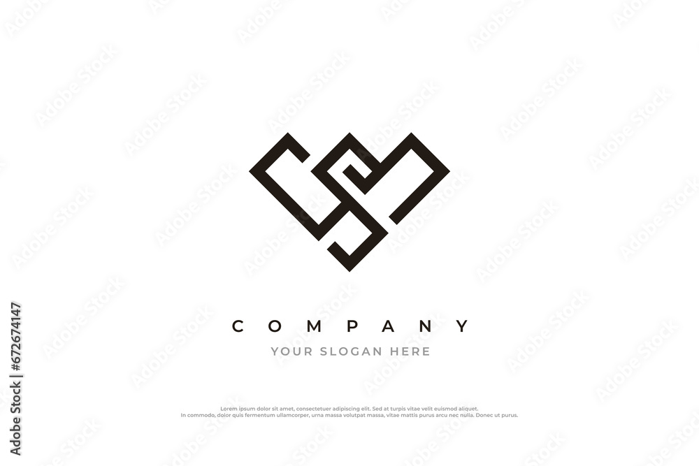 Stylish Initial Letter WS Logo or SW Logo Design Vector