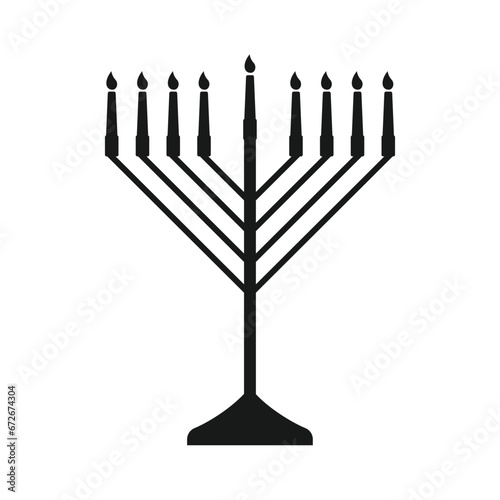 black and white menorah vector illustration