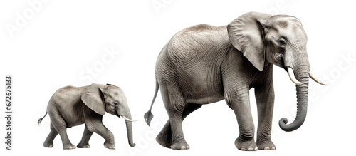Big elephant and baby elephant, cut out © Yeti Studio