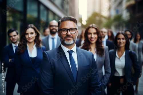 Shot of a group of lawyers standing in the city