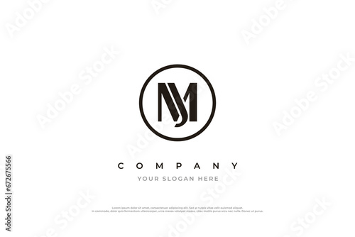 Initial Letter MJ or JM Logo Design Vector