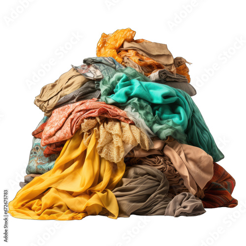 Pile of Dirty Clothes Isolated on Transparent or White Background, PNG photo