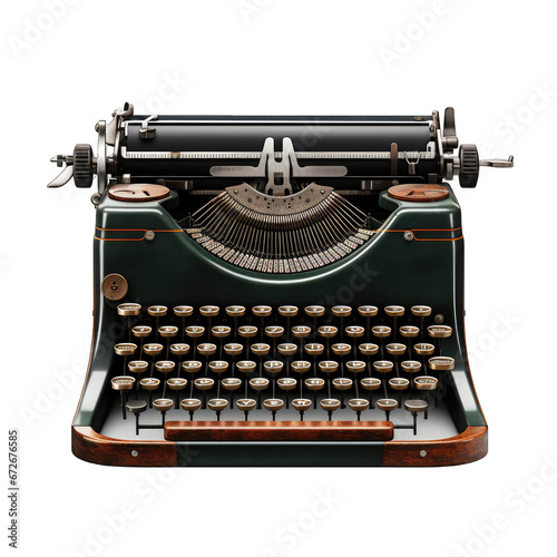 Classic Typewriter Isolated on Transparent or White Background, PNG photo