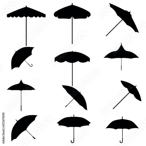 Vector collection of umbrella silhouettes