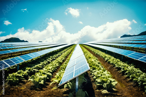 Agrivoltaics combine farmland and solar energy, intelligently offering renewable power generation and crop shading. photo