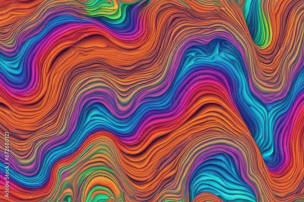 psychedelic rainbow ridged topological map pattern background texture trippy hippy abstract