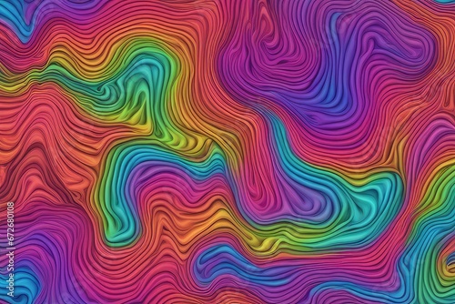 psychedelic rainbow ridged topological map pattern background texture trippy hippy abstract