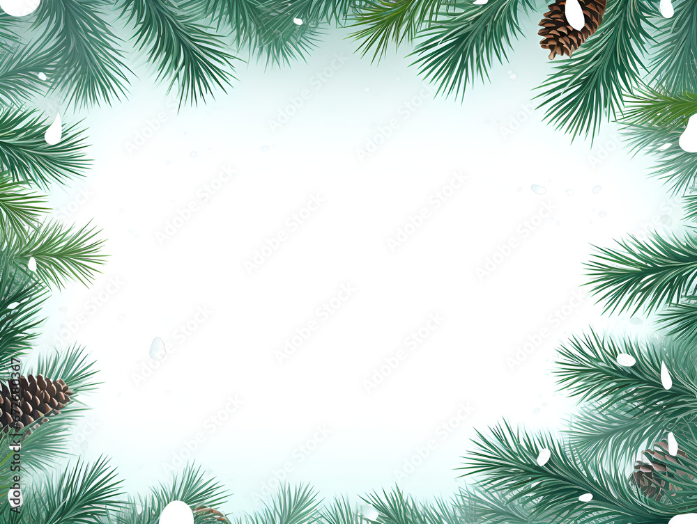 Green pine frame background with copy space inside for text
